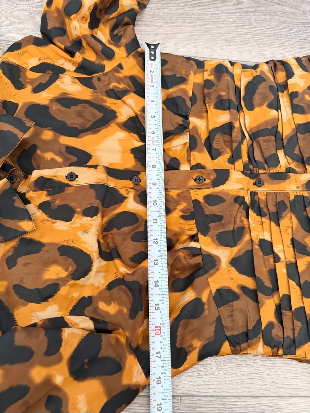 WD.NY Leopard Print Button-Front Blouse in Brown and Black - Picture 10 of 12